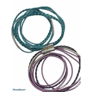 Turquoise and Purple Wrap Bracelets
